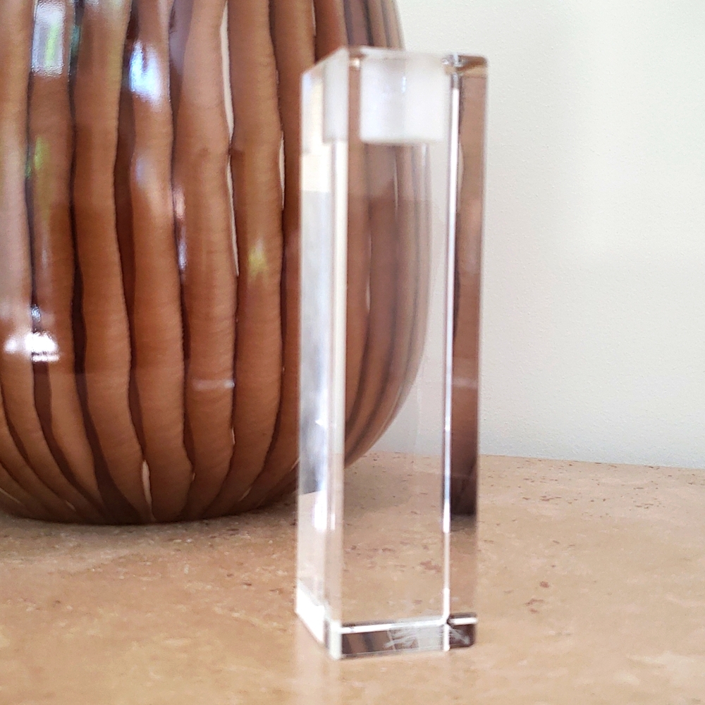 Oleg Cassini signature Crystal candle holder/ stick, 6" tall